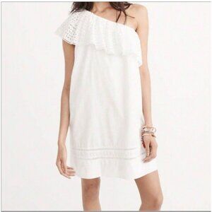 ABERCROMBIE & FITCH One-Shoulder White Eyelet Ruffle Dress Womens S
